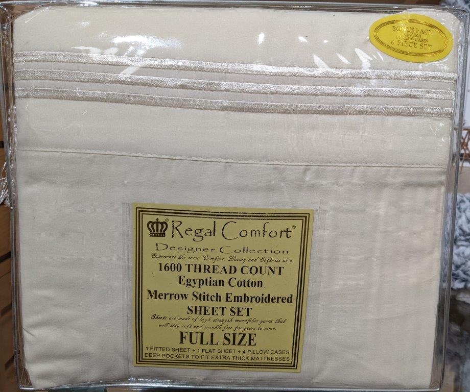 1600 Super Soft Sheets with Marrow Stitching - Cream - Full